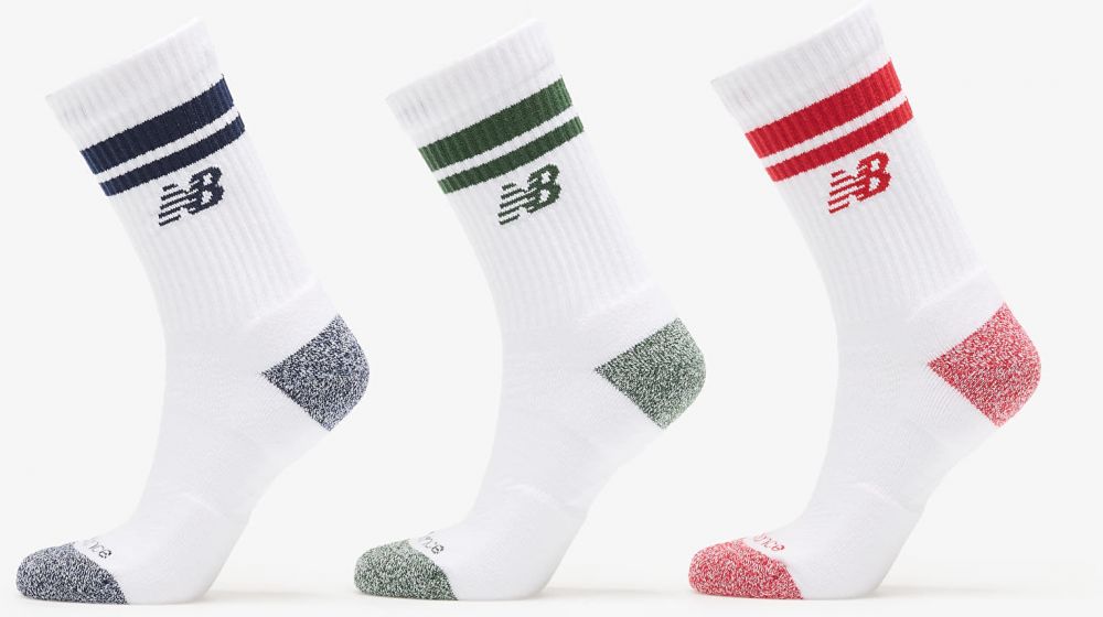 New Balance Active Lifestyle Striped Crew Socks 3-Pack White L