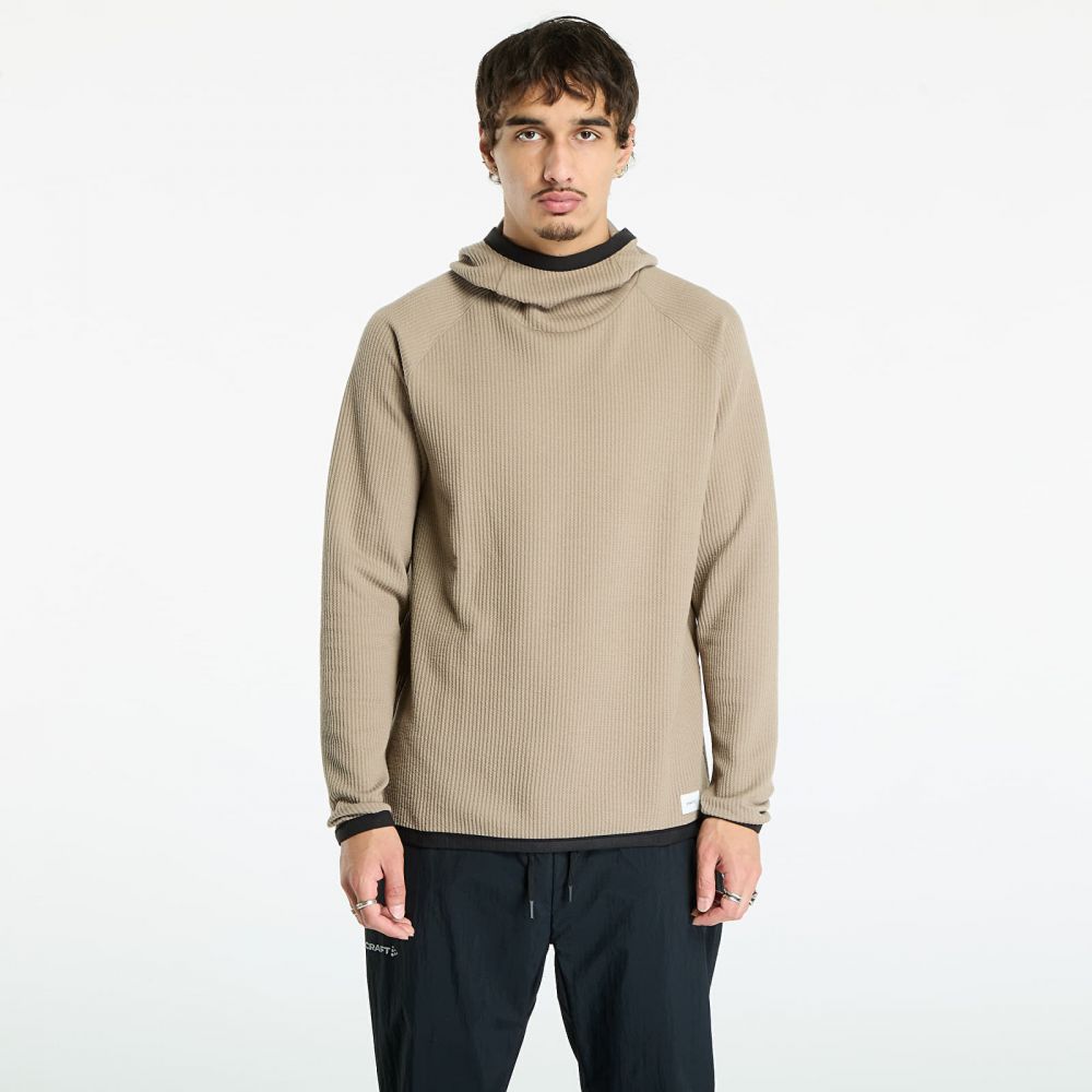 Mikina Craft Grid Hood Taupe S
