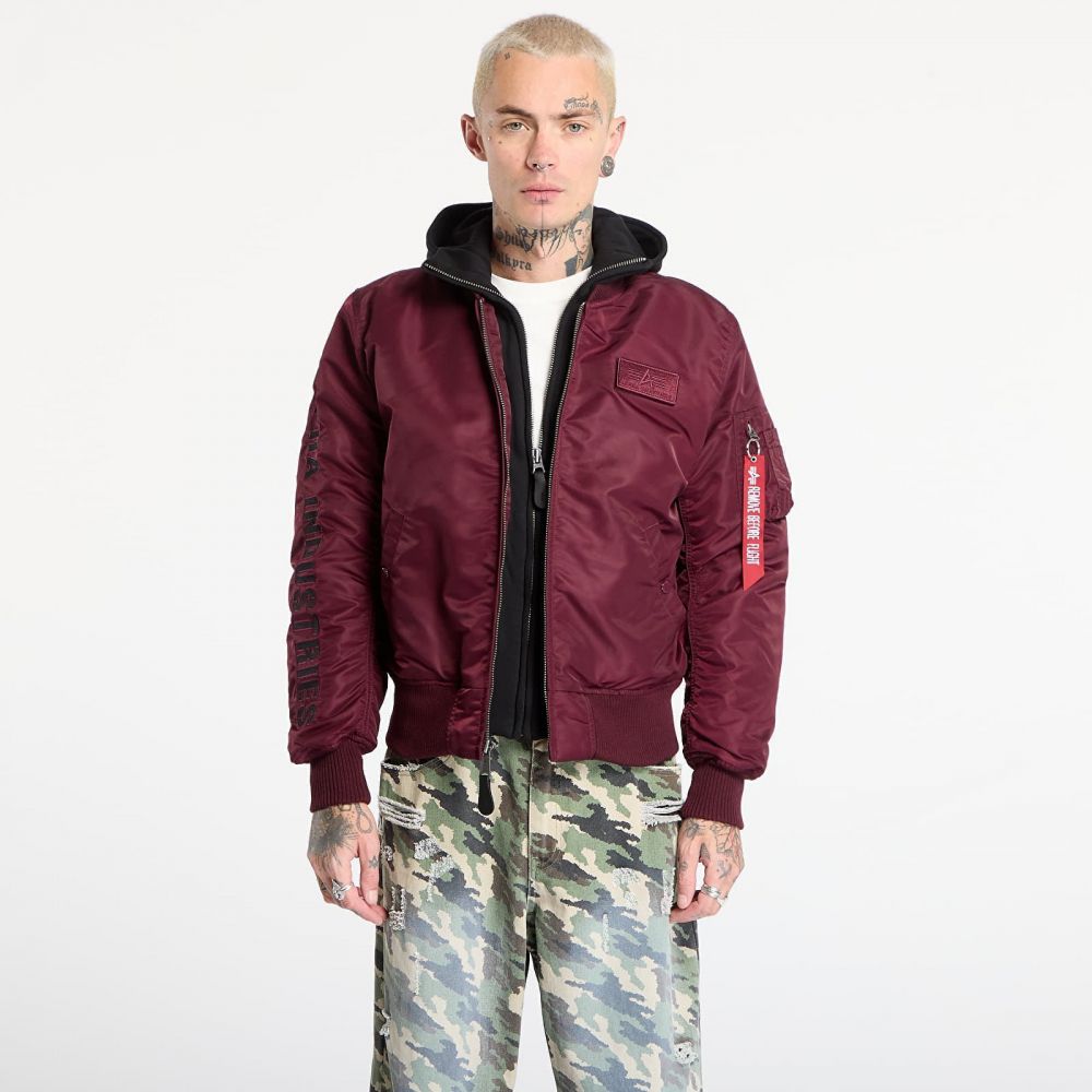 Bunda Alpha Industries MA-1 D-Tec Sleeve Embroidery Dark Cherry L