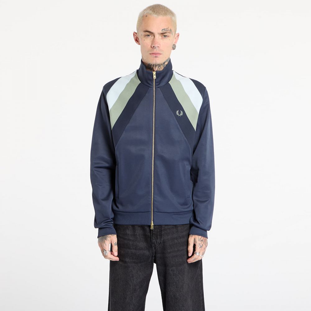 Bunda FRED PERRY Striped Panel Track Jacket Dark Airforce M