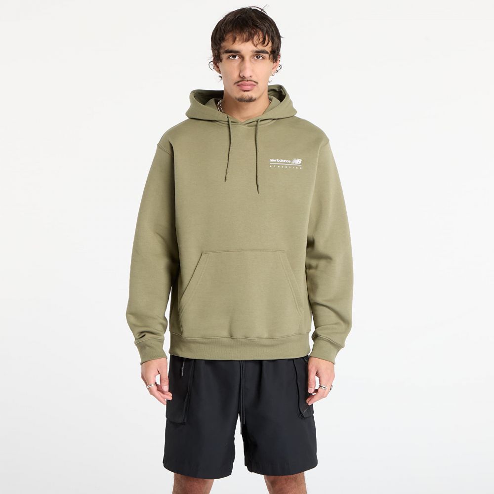 Mikina New Balance Linear Graphic Fleece Hoodie Dark Olive M