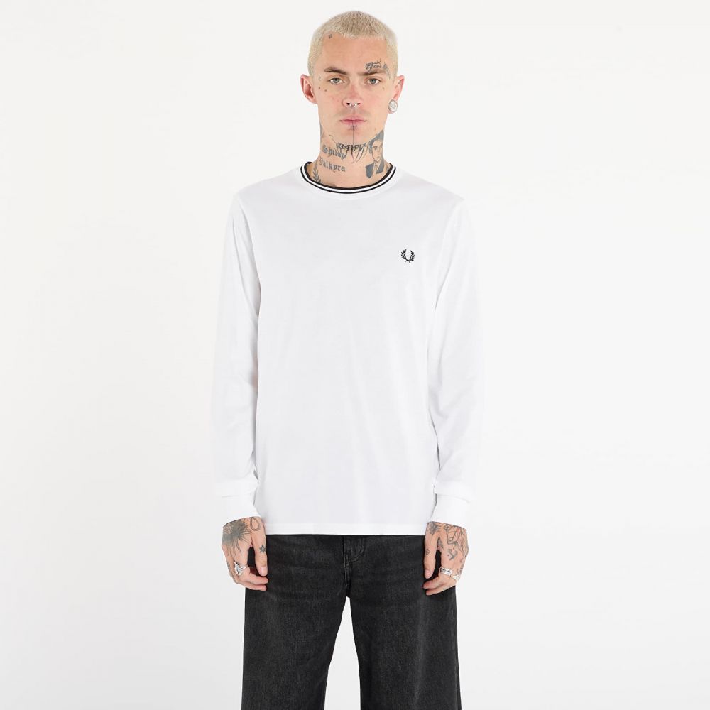 Tričko FRED PERRY Ls Twin Tipped T-Shirt White M