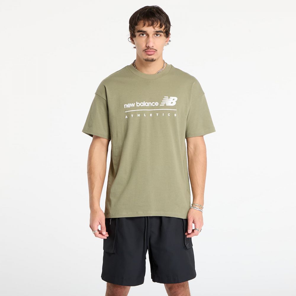 Tričko New Balance Linear Graphic T-Shirt Dark Olive M