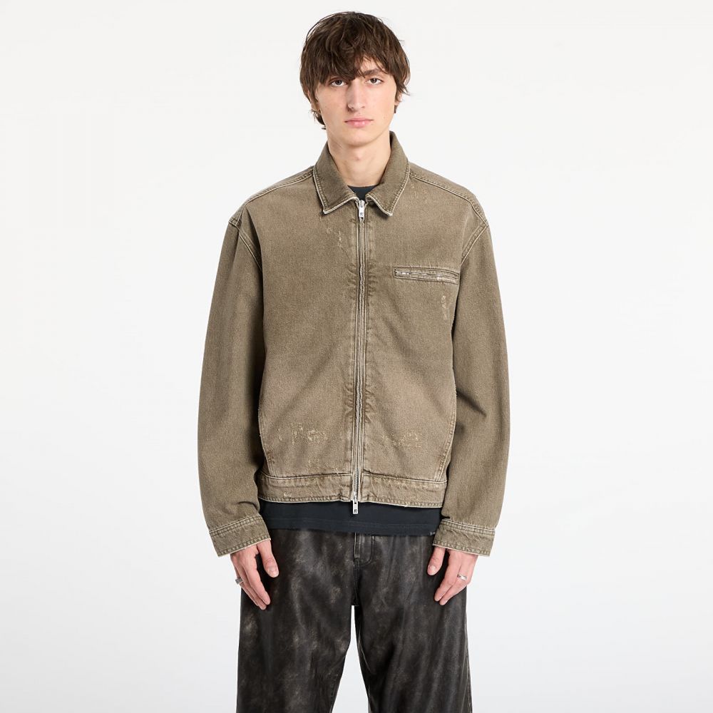 Bunda REPRESENT Collared Denim Jacket Washed Olive XL