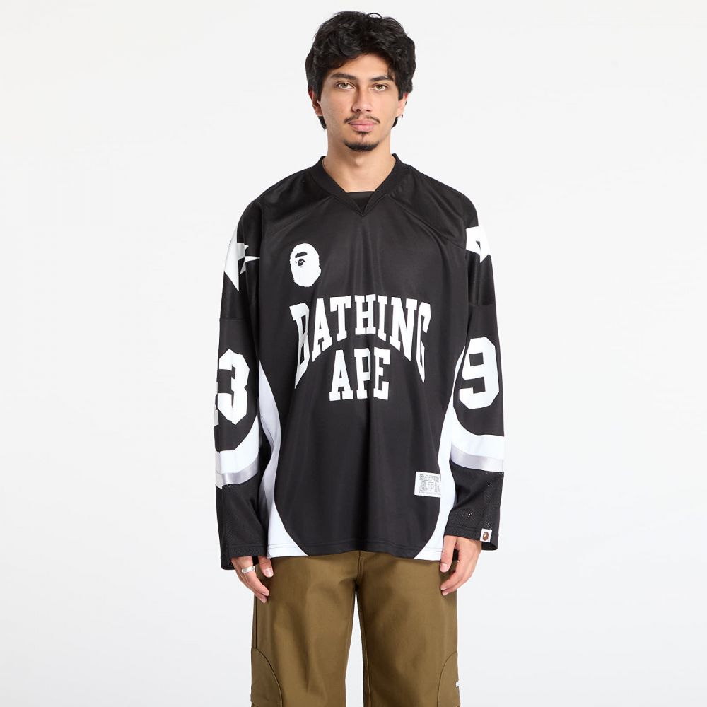 Tričko A BATHING APE Line Camo Jacquard Logo Relaxed Fit Ice Hockey Jersey Black XXL