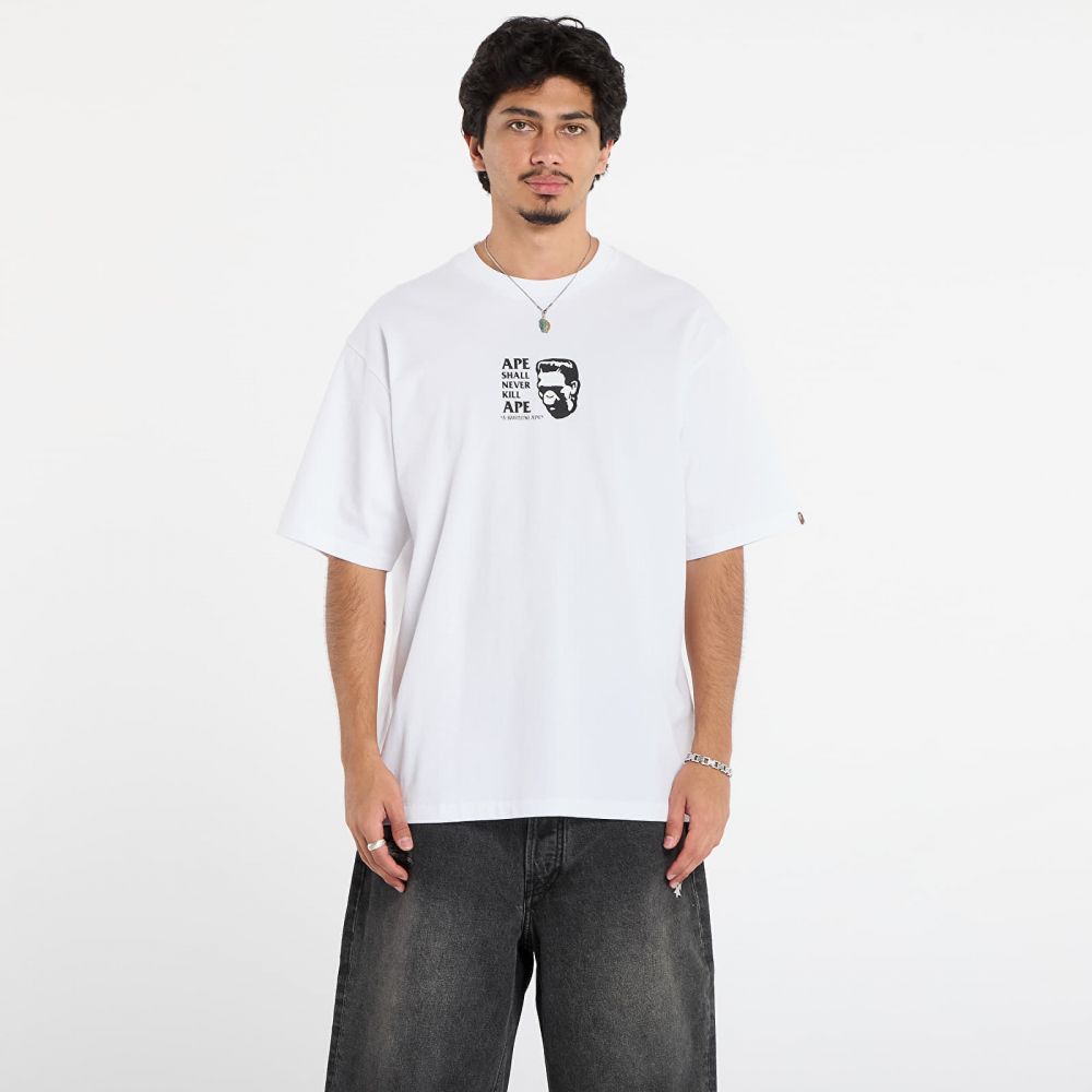Tričko A BATHING APE Frankenstein Bape Logo Relaxed Fit Tee White M