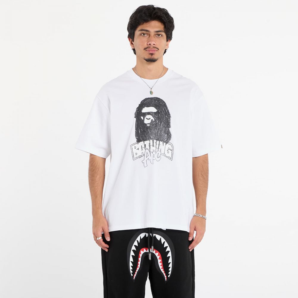 Tričko A BATHING APE Hand Drawn Ape Head Relaxed Fit Tee White M
