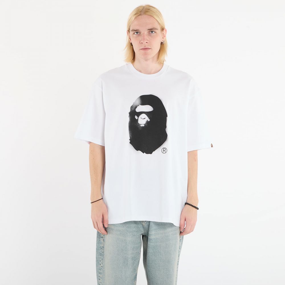 Tričko A BATHING APE Spray Print Ape Head Relaxed Fit Tee 2 White L