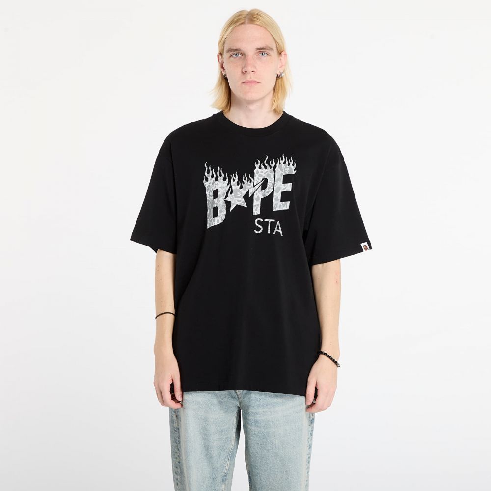 Tričko A BATHING APE Wild Leopard Pattern Bape Sta Logo Relaxed Fit Tee Black L