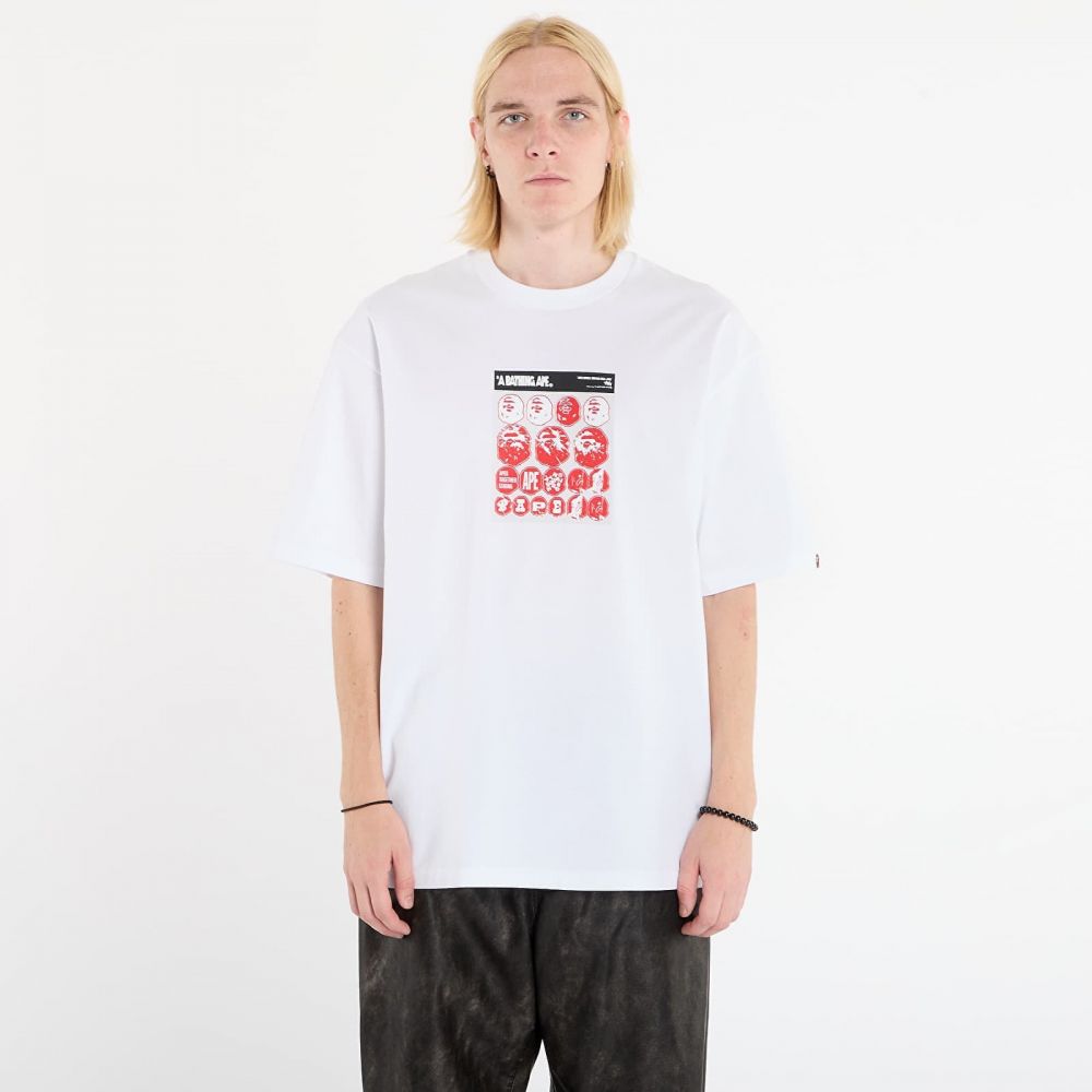 Tričko A BATHING APE Bape Sticker Graphic Relaxed Fit Tee White M