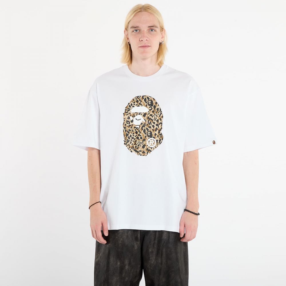 Tričko A BATHING APE Wild Leopard Pattern Ape Head Relaxed Fit Tee White XL