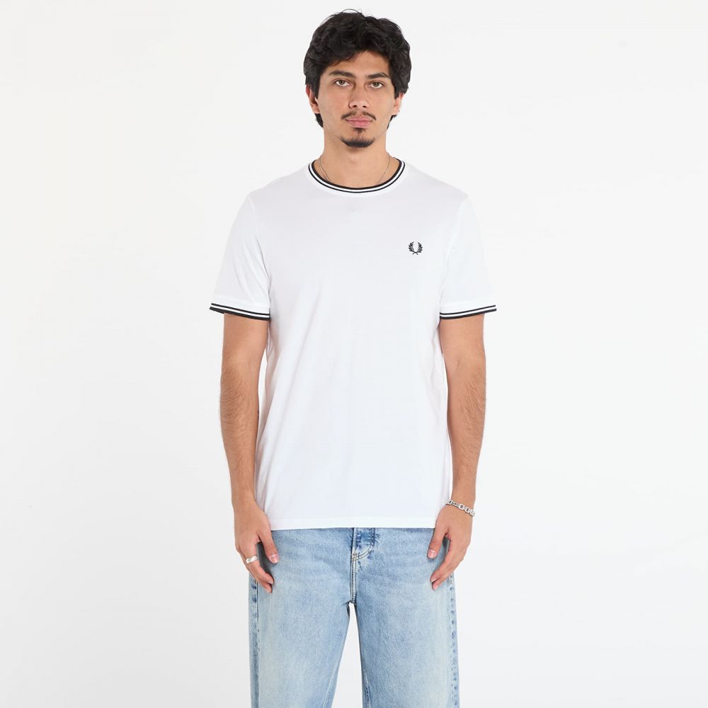 Tričko FRED PERRY Twin Tipped T-Shirt White L