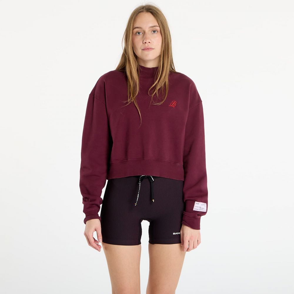 Mikina Bandit Cotton Fleece Women's Cropped Crewneck Fig M
