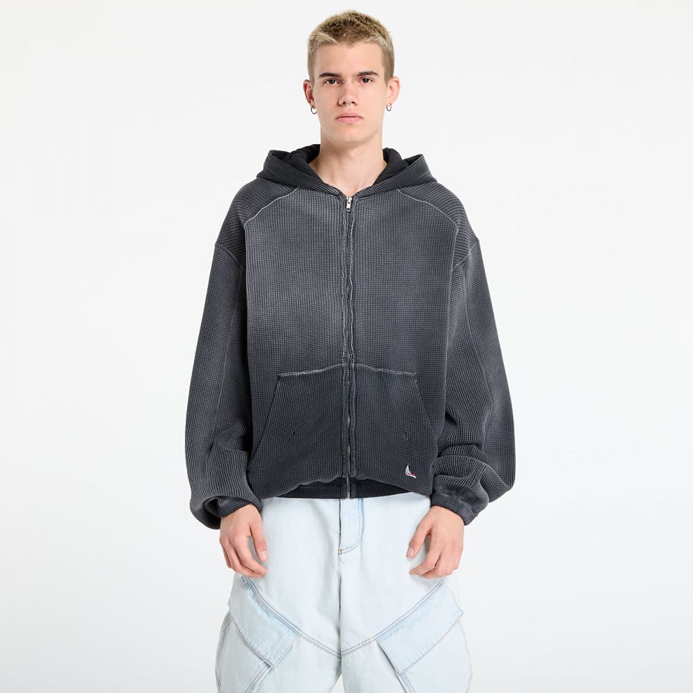 Mikina ROA Bee Sun Faded Waffle Zip Up Hoodie Black XL
