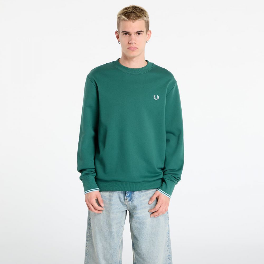 Mikina FRED PERRY Crew Neck Sweatshirt Sprtgrn/ Trackblu M