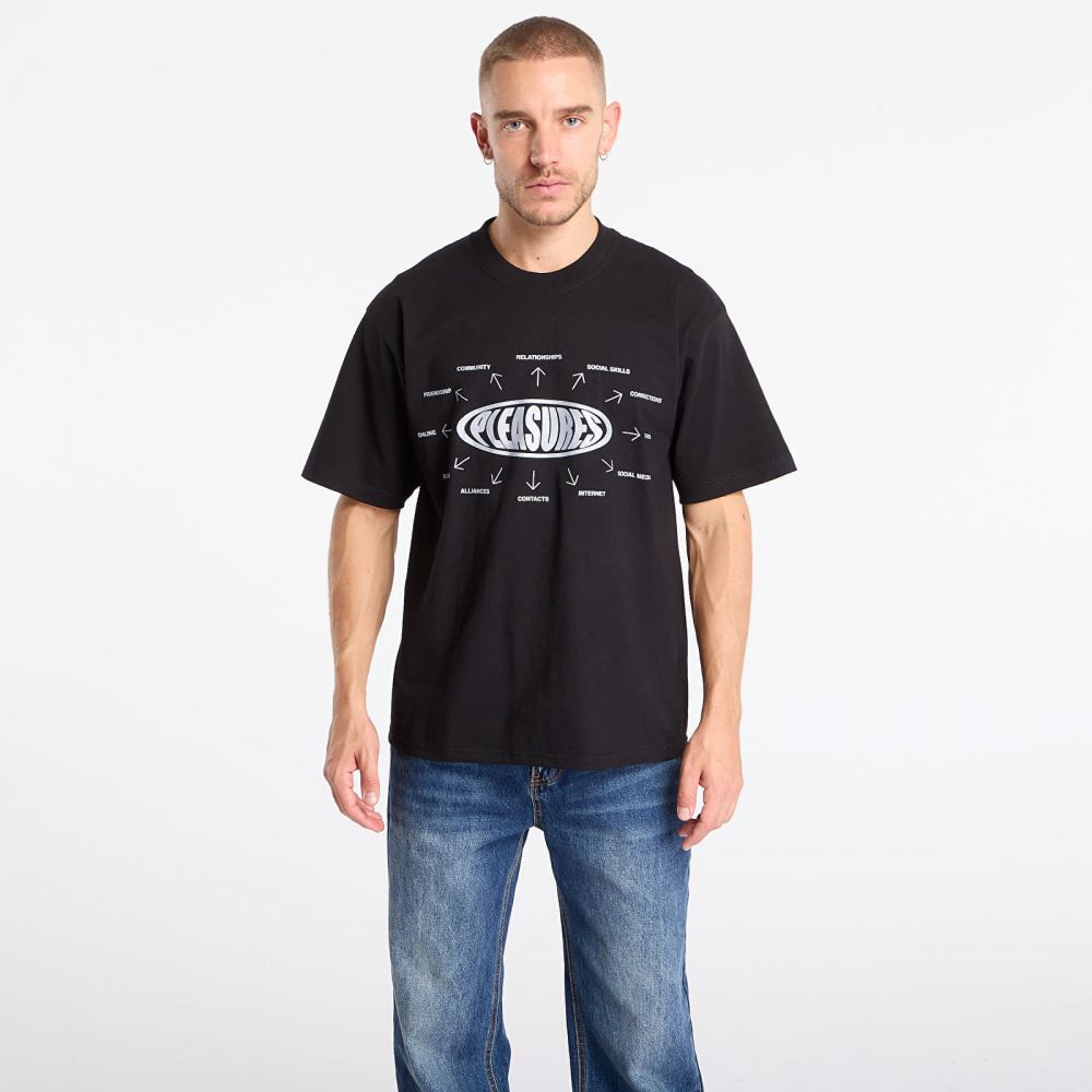 Tričko PLEASURES Overview Logo T-Shirt Black S