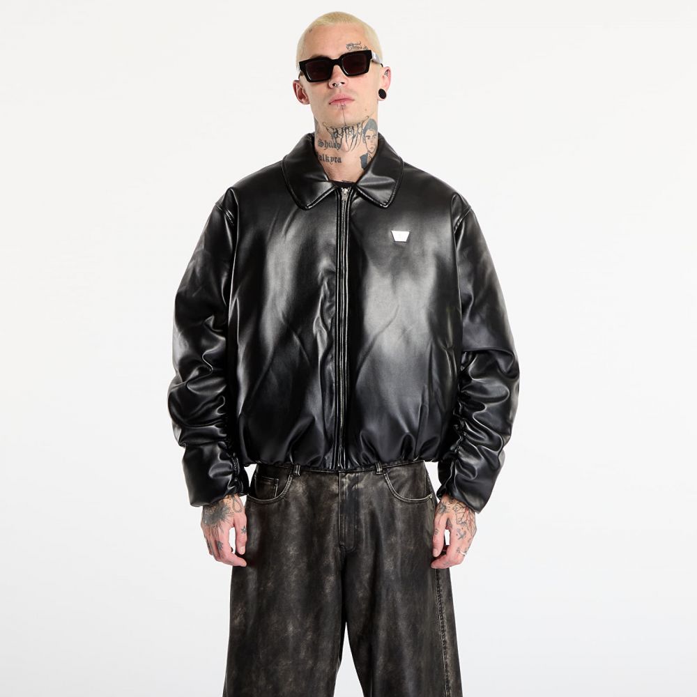 Bunda MISBHV Faux Leather Puffer Bomber Jacket Black M