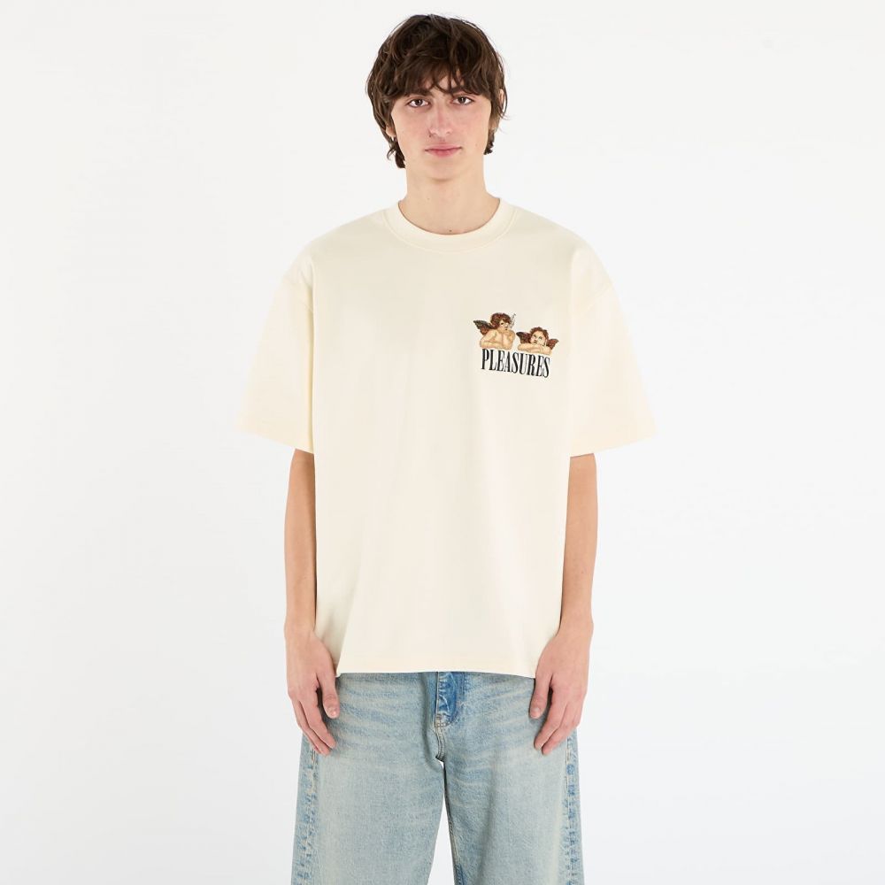 Tričko PLEASURES Dynamic Short Sleeve Crewneck Ecru M