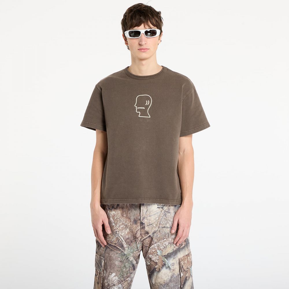 Tričko Brain Dead Heavyweight 3D Embroidery Logohead T-Shirt Brown L