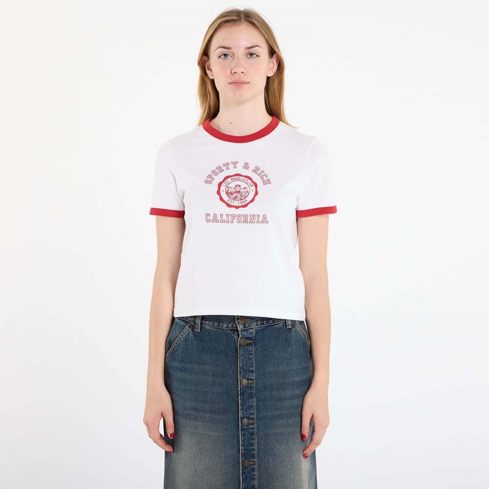 Tričko Sporty & Rich California Emblem Ringer Tee White/ Ruby XS