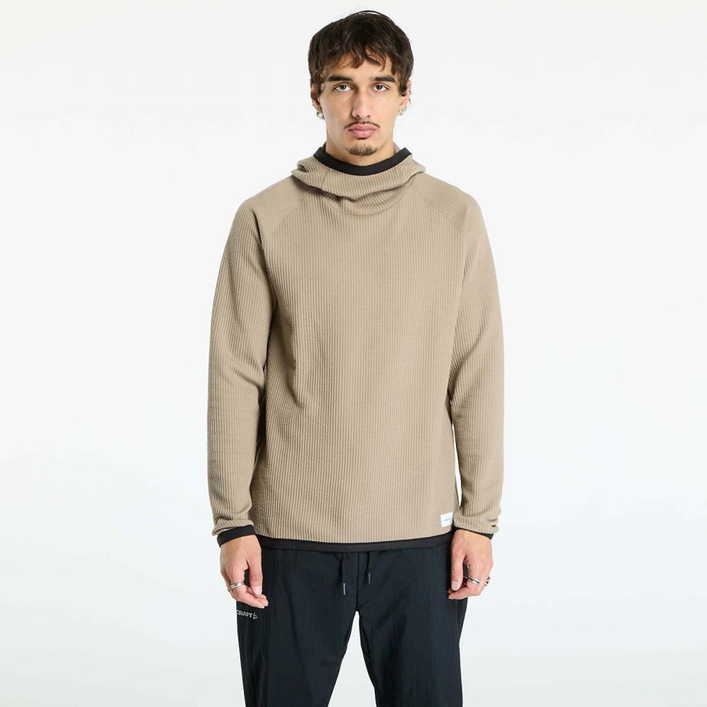Mikina Craft Grid Hood Taupe M