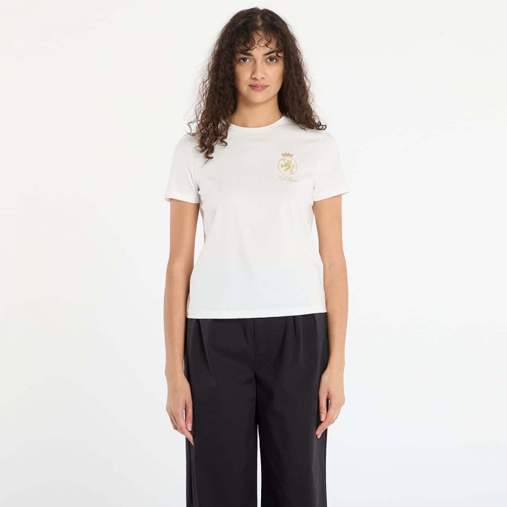 Tričko Tommy Hilfiger Gold Crest Reg Ss Tee White XS