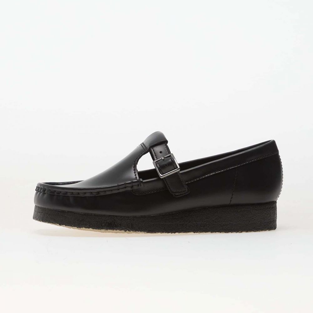 Tenisky Clarks Originals Wallabee T Bar Blk HiShine Lea EUR 39