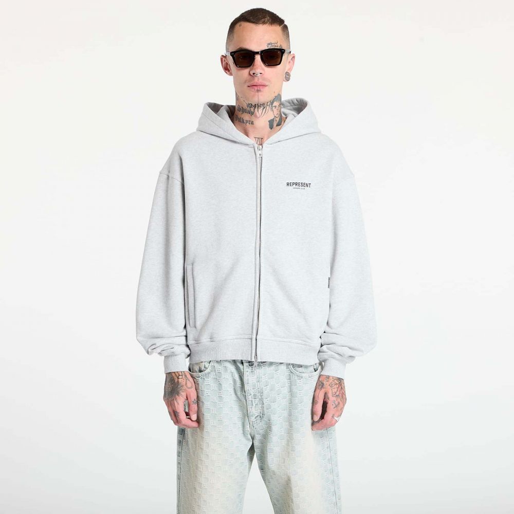 Mikina REPRESENT Owners Club Zip Hoodie Ash Grey/ Black M