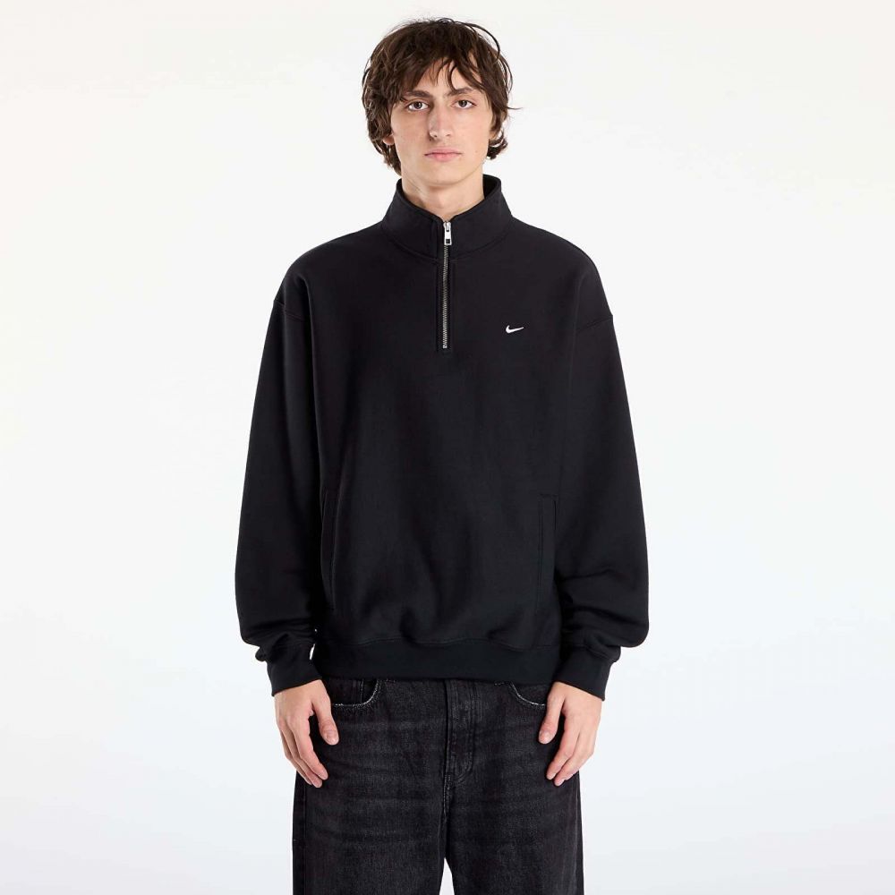 Mikina Nike Solo Swoosh Men's Fleece Quarter-Zip Top Black/ White L
