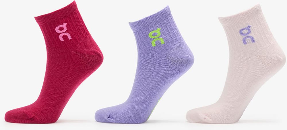Ponožky On Logo Sock Mid 3-Pack Orchid/ Comet XS