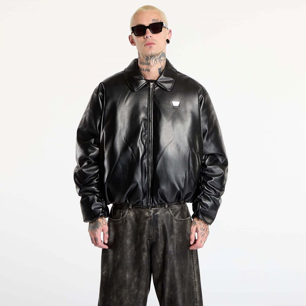 Bunda MISBHV Faux Leather Puffer Bomber Jacket Black XL