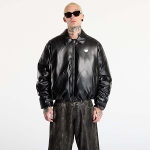 Bunda MISBHV Faux Leather Puffer Bomber Jacket Black XL