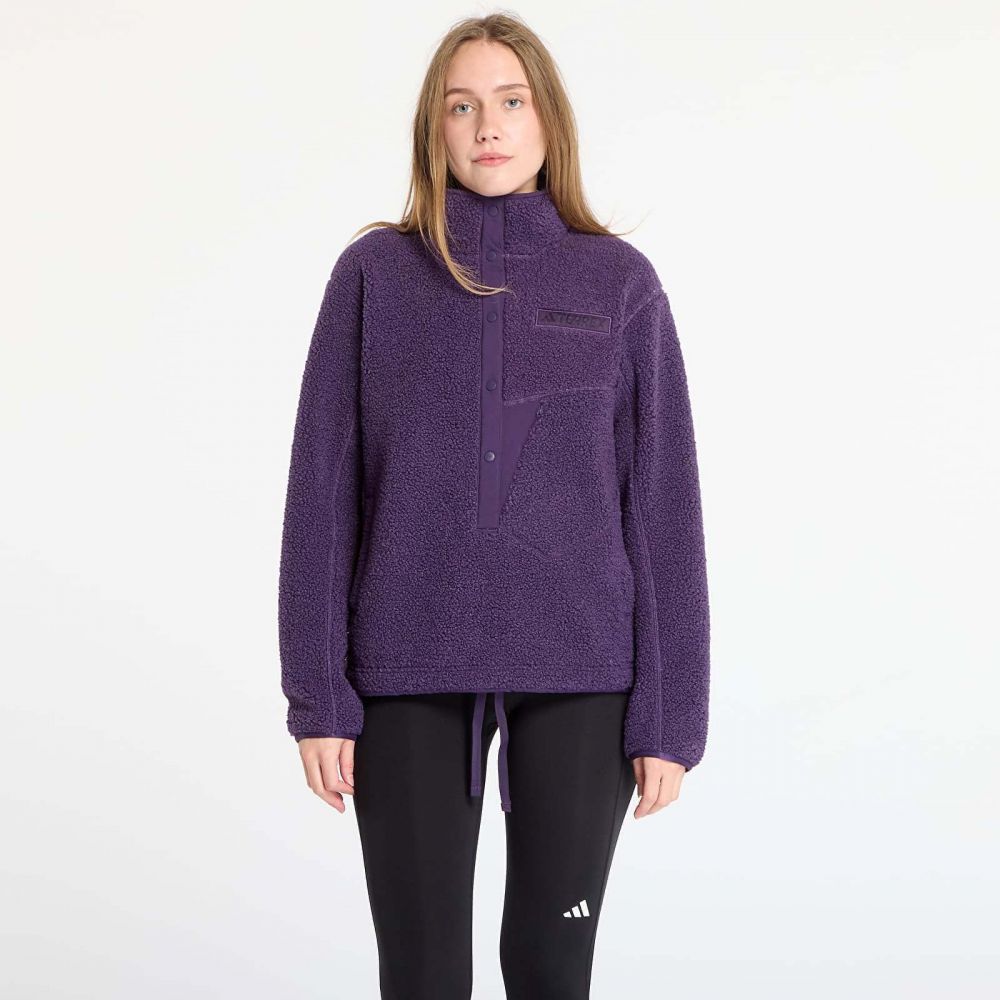 Mikina adidas Terrex Xploric High Pile Fleece Pullover Sweatshirt Aurora Plum/ Semi Flash Aqua M