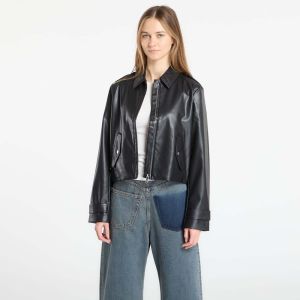 Bunda Calvin Klein Jeans Leather Moto Jacket Black XS