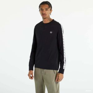 Tričko FRED PERRY Taped Long Sleeve T-shirt Black XXL