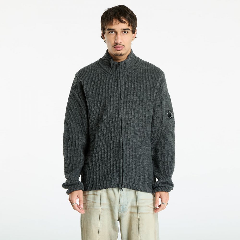 Sveter C.P. Company Lambswool Grs Full Zip Sweater Dark Shadow Grey XXL