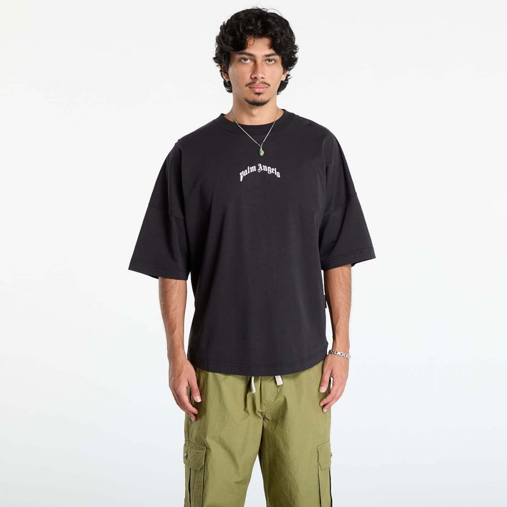 Tričko Palm Angels Back Curved Logo Over Tee Black/ Off White M