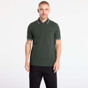 Tričko FRED PERRY Twin Tipped Fred Perry Shirt Court green/ Snow white/ Navy M