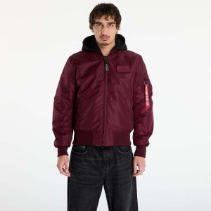 Bunda Alpha Industries MA-1 Zip Hood Backprint Dark Cherry M