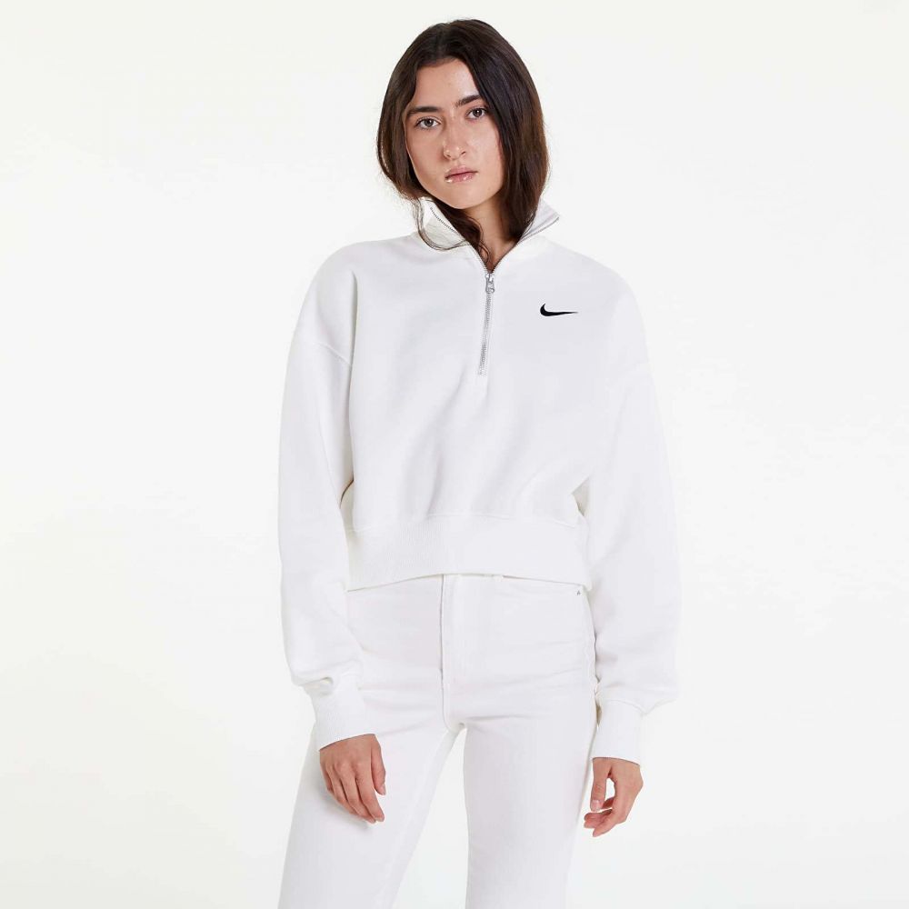 Mikina Nike Sportswear Phoenix Fleece Women's 1/2-Zip Oversized Crop Sweatshirt Sail/ Black S