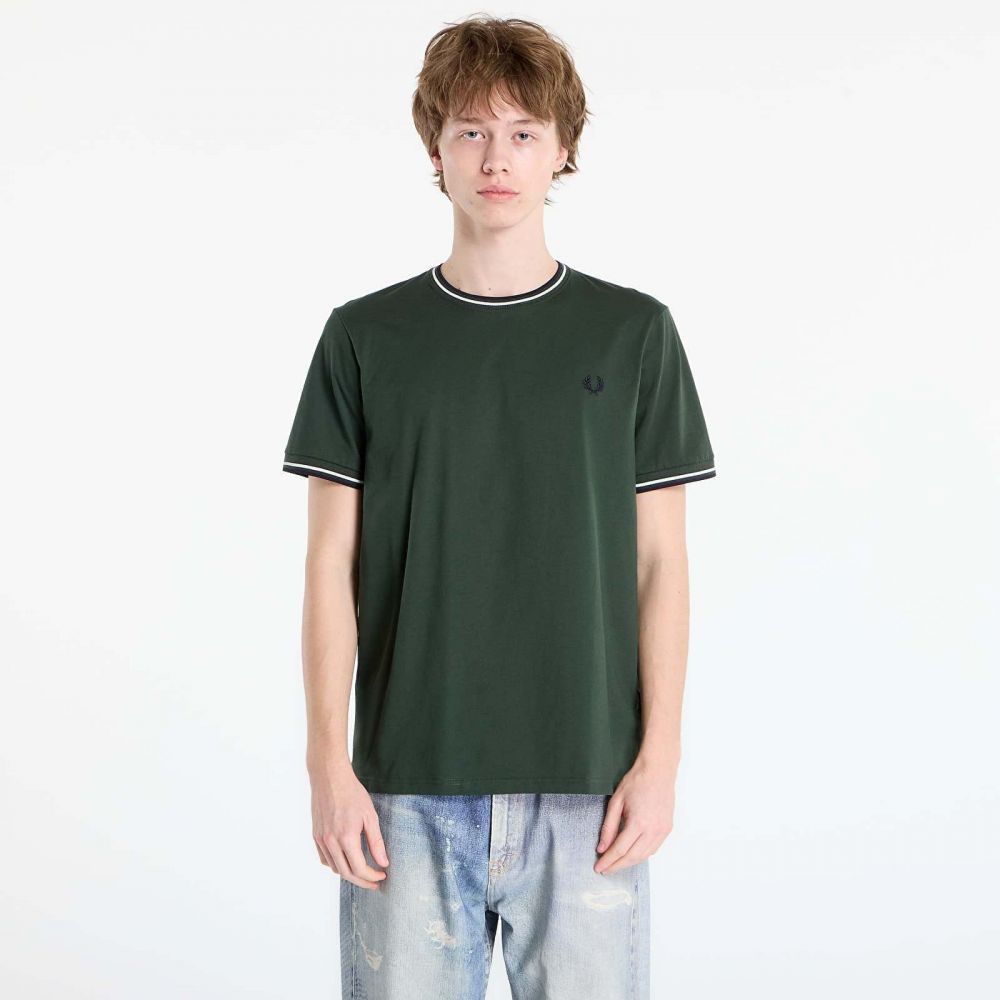 Tričko FRED PERRY Twin Tipped T-Shirt Court Green/ Snow White/ Navy S