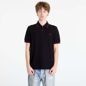 Tričko FRED PERRY Twin Tipped Fred Perry Shirt Black/ Burnt Red XL
