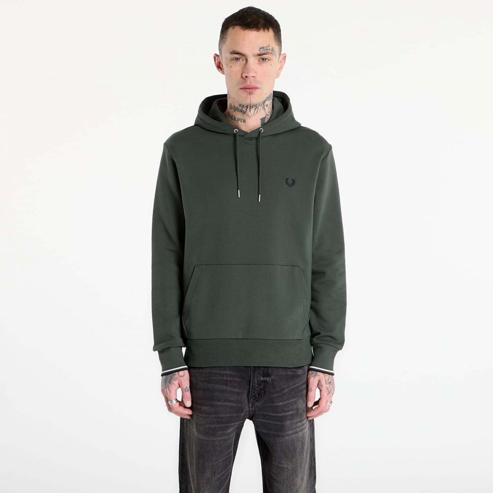 Mikina FRED PERRY Tipped Hooded Sweatshirt Court Green/ Snow White/ Navy XL