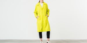 Rains LTD Curved Coat Neon Yellow