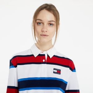 Tommy Jeans Striped Rugby Polo Long Sleeve TEE White