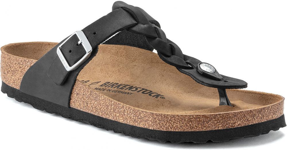 Birkenstock Gizeh Oiled Leather Black Narrow Fit