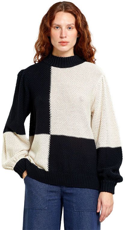 Dedicated Sweater Knitted Rutbo Blocks Black/Vanilla White