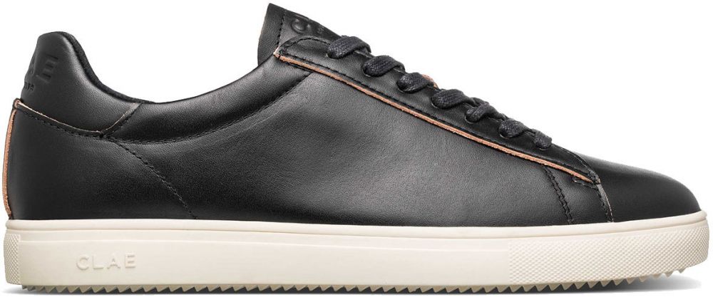 Clae Bradley Black Leather Raw Edge