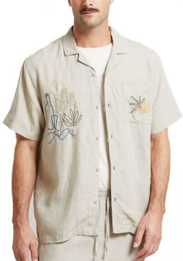 Dedicated Shirt Marstrand Linen Emb Ecru