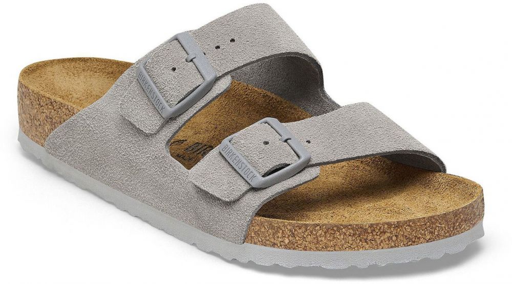 Birkenstock Arizona Suede Leather Narrow Fit Stone Coin